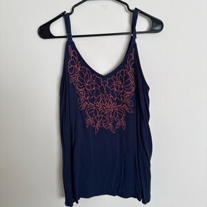 Torrid Navy Tank Top with Pink Floral Design